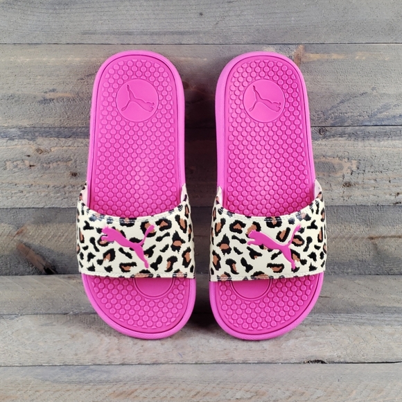 Puma Cool Cat Sport Pink Cheetah Slides NEW - Picture 1 of 8